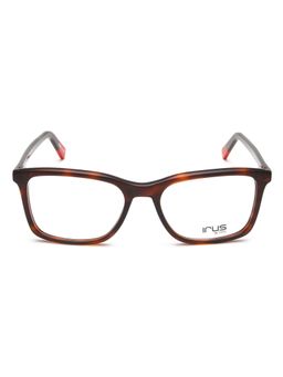 IRUS - Men Full Rim Square Shiny Brown Acetate Eyeglass Frame (55)