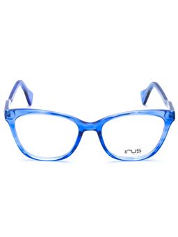 IRUS - Women Full Rim Cat Eye Shiny Crystal Blue Acetate Eyeglass Frame (52)