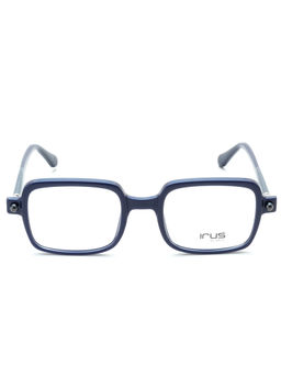 IRUS - Men Full Rim Square Shiny Blue Acetate Eyeglass Frame (50)