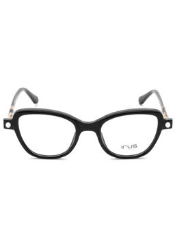 IRUS - Women Full Rim Cat Eye Shiny Black Acetate Eyeglass Frame (49)