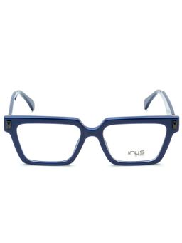 IRUS - Men Full Rim Rectangle Shiny Blue Acetate Eyeglass Frame (53)