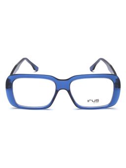 IRUS - Men Full Rim Rectangle Shiny Blue Acetate Eyeglass Frame (54)