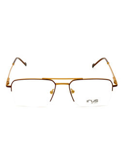 IRUS - Men Half Rim Rectangle Matt Brown Metal Eyeglass Frame (52)