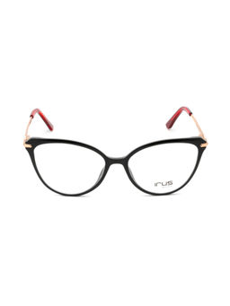 IRUS - Women Full Rim Cat Eye Shiny Black Polycarbonate Eyeglass Frame (53)