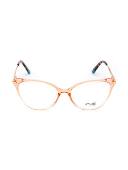 IRUS - Women Full Rim Cat Eye Shiny Crystal Gold Polycarbonate Eyeglass Frame (53)