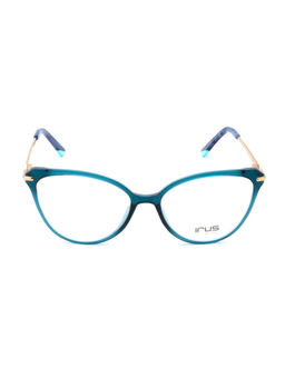 IRUS - Women Full Rim Cat Eye Shiny Crystal Blue Polycarbonate Eyeglass Frame (53)
