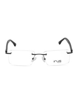 IRUS - Men Rimless Round Shiny Black Metal Eyeglass Frame (54)