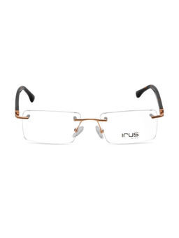 IRUS - Men Rimless Rectangle Shiny Rose Gold Metal Eyeglass Frame (54)