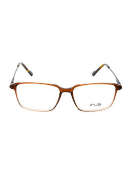 IRUS - Men Full Rim Rectangle Shiny Brown Polycarbonate Eyeglass Frame (53)