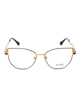 IRUS - Women Full Rim Cat Eye Shiny Black Metal Eyeglass Frame (53)