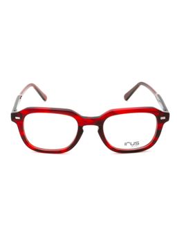 IRUS - Men Full Rim Square Shiny Red Acetate Eyeglass Frame (50)