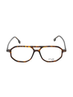 IRUS - Men Full Rim Irregular Shiny Brown Acetate Eyeglass Frame (55)