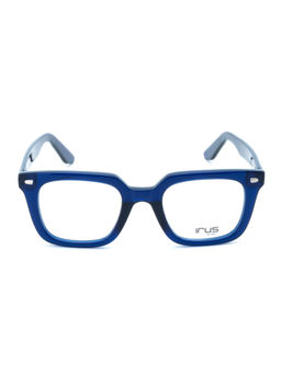IRUS - Men Full Rim Square Shiny Blue Acetate Eyeglass Frame (49)