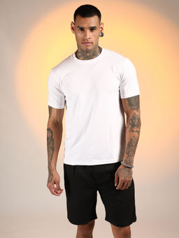 Campus Sutra - Men'S Chalk White Solid Basic T-Shirt