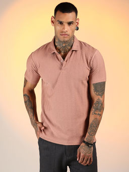 Campus Sutra - Men'S Mauve Chevron Polo T-Shirt