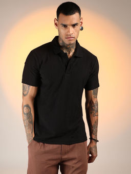 Campus Sutra - Men'S Onyx Black Chevron Polo T-Shirt