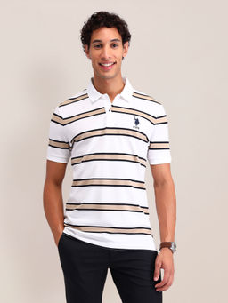 U.S. POLO ASSN. - Men'S White Stripes Polo T-Shirt