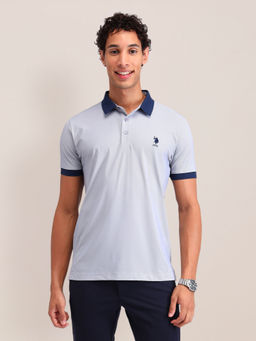 U.S. POLO ASSN. - Men'S Blue Textured Polo T-Shirt