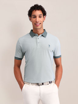 U.S. POLO ASSN. - Men'S Green Textured Polo T-Shirt