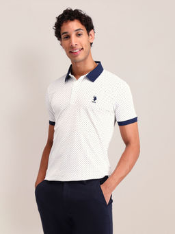 U.S. POLO ASSN. - Men'S White Printed Polo T-Shirt
