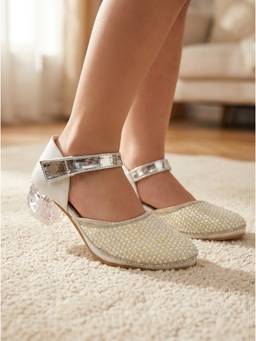 Carlton London - Girls Silver Embellished Block Heels