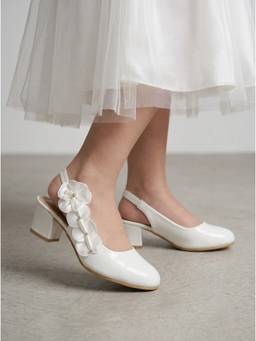 Carlton London - Girls White Embellished Block Heels