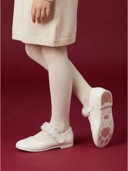 Carlton London - Girls White Mary Jane Comfortable Ballerina