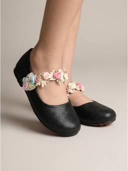 Carlton London - Girls Black Mary Jane Comfortable Ballerina