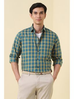 Allen Solly - Men Teal Sport Fit Check Full Sleeves Casual Shirt
