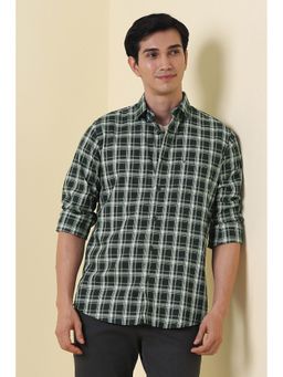 Allen Solly - Men Dark Green Sport Fit Check Full Sleeves Casual Shirt