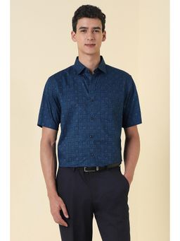 Allen Solly - Men Navy Print Half Sleeves Formal Shirt