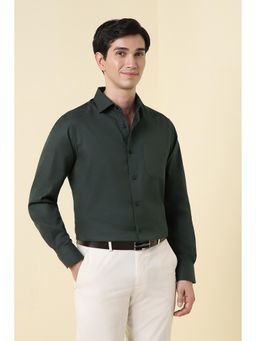 Allen Solly - Men Green Textured Full Sleeves Formal Shirt