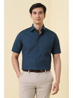 Allen Solly - Men Navy Textured Half Sleeves Formal Shirt