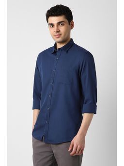 Peter England - Men Navy Regular Fit Solid Full Sleeves Casual Shirt