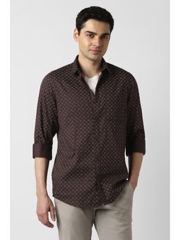 Peter England - Men Brown Regular Fit Print Full Sleeves Casual Shirt