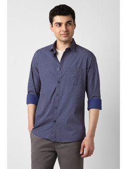 Peter England - Men Blue Regular Fit Print Full Sleeves Casual Shirt