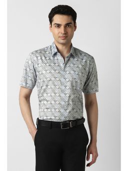 Peter England - Men Grey Nuvo Fit Half Sleeves Formal Shirt