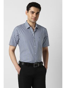 Peter England - Men Blue Nuvo Fit Half Sleeves Formal Shirt