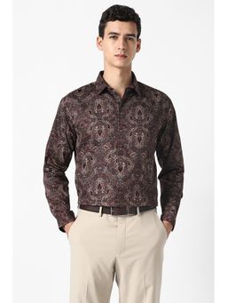 Van Heusen - Men Maroon Print Full Sleeves Party Shirt