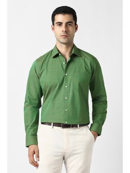 Van Heusen - Men Green Textured Full Sleeves Formal Shirt
