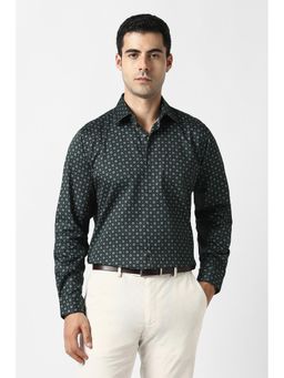 Van Heusen - Men Green Print Full Sleeves Formal Shirt