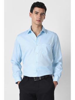 Van Heusen - Men Light Blue Textured Full Sleeves Formal Shirt
