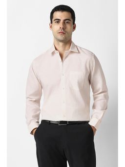Van Heusen - Men Beige Textured Full Sleeves Formal Shirt