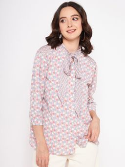 Madame - Multi-color Round Neck Three Fourth Sleeves Tops