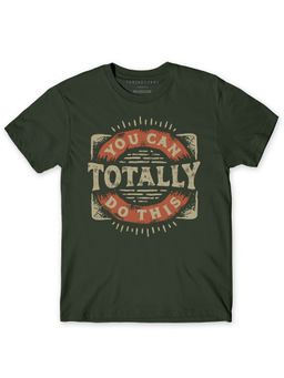 THREADCURRY - You Can Do It Boys Graphic Printed T-Shirt - Olive Green