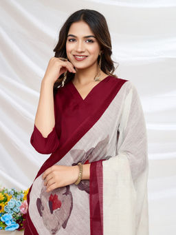 MOJILAA - Women's Maroon Roman Silk Kurta with Afghani Salwar and Printed Dupatta (Set of 3)