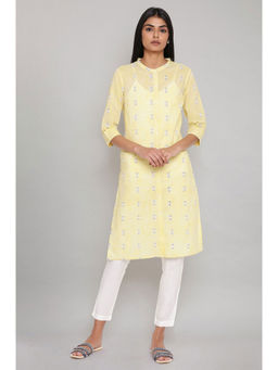 W - Yellow Floral Kurta