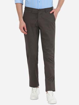 JadeBlue - Men's Checkered Brown Cotton Uno Fit Casual Trouser