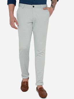 JadeBlue - Men's Jadeite Green 100% Cotton Venice Slim Fit Solid Casual Trouser