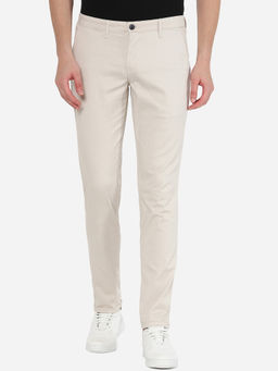 Greenfibre - Men's Solid Off-white Cotton Neo Fit Casual Trouser